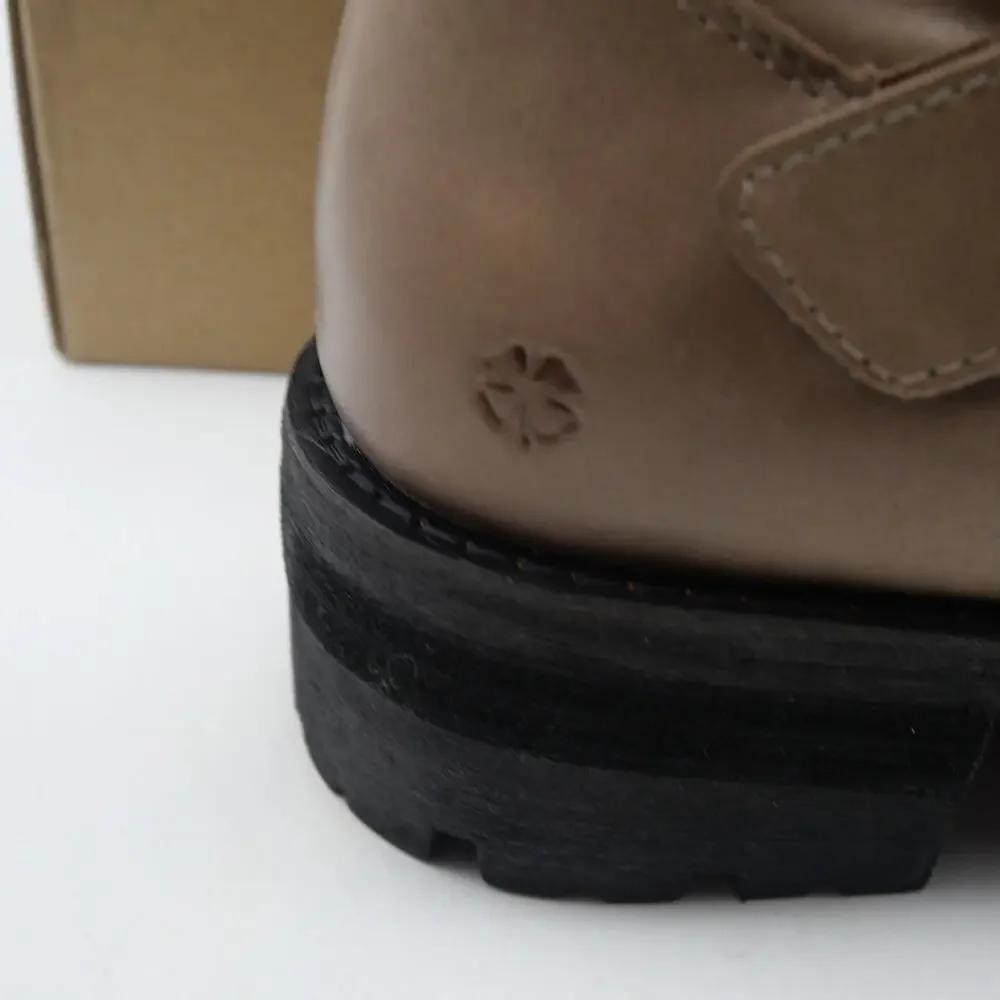 NEW Lucky Brand Women's 6.5 Taini Moto Lug Sole Booties Silver Cloud Brown - Picture 7 of 9